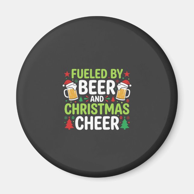 Beer Christmas Cheer Holiday Drinking Vector Magnet (Front)