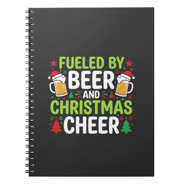 Beer Christmas Cheer Holiday Drinking Vector Notebook (Front)