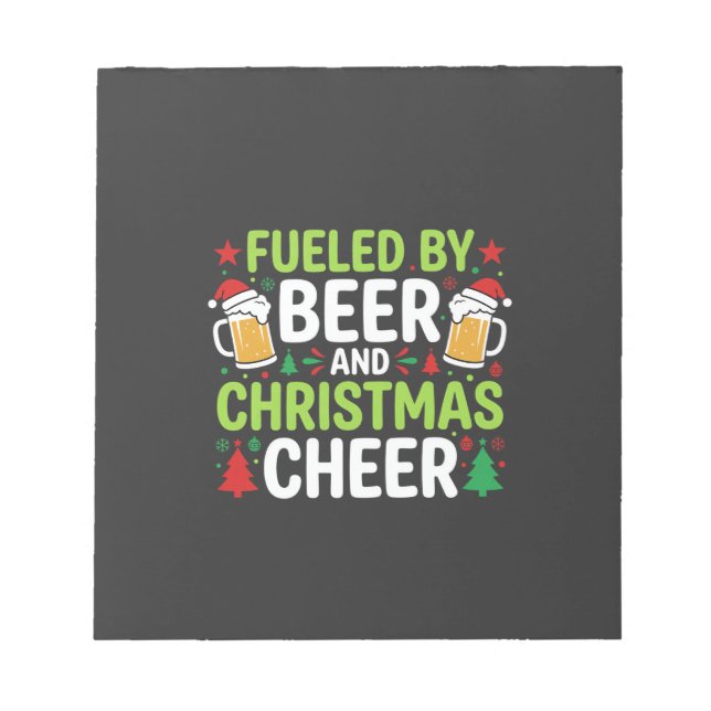 Beer Christmas Cheer Holiday Drinking Vector Notepad (Front)