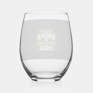 Beer Christmas Cheer Holiday Drinking Vector Stemless Wine Glass