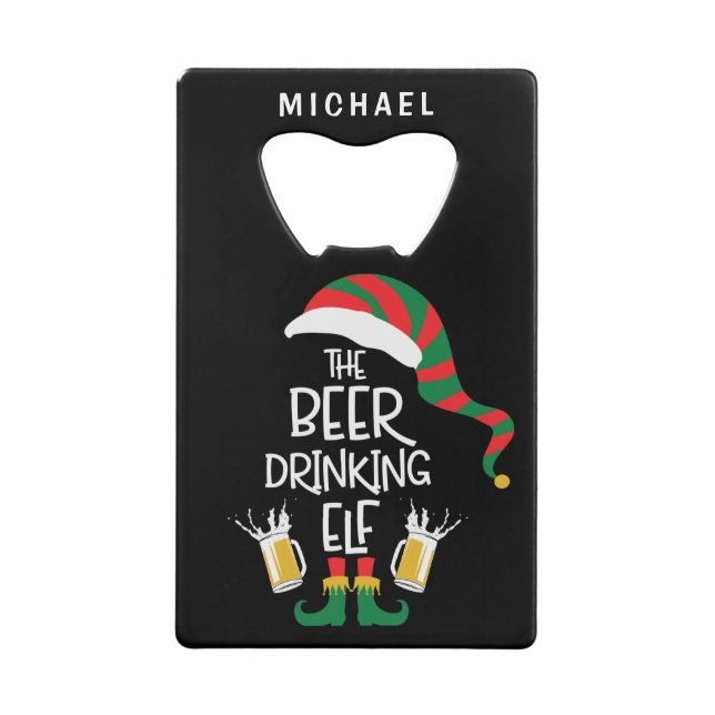 Beer Christmas Elf Funny Typography Personalised (Front)