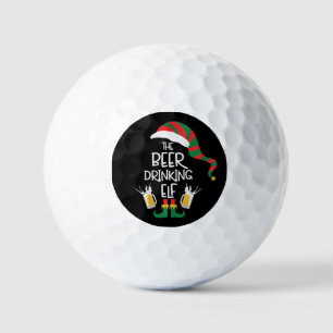 Beer Christmas Elf Funny Typography Personalised Golf Balls