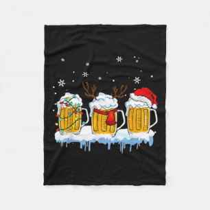 Beer Christmas Mug Santa Reinbeer Xmas Lights Paja Fleece Blanket