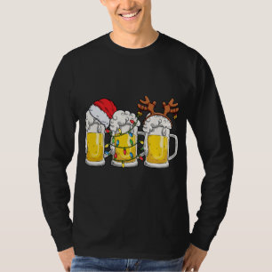Beer Christmas Mug Santa Reinbeer Xmas Tree Lights T-Shirt