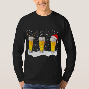 Beer Christmas Mug Santa Reindeer Xmas lights T-Shirt