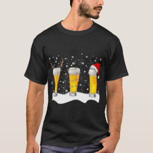 Beer Christmas Mug Santa Reindeer Xmas lights T-Shirt