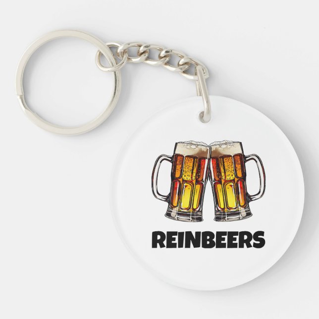 Beer Christmas Reinbeers Key Ring (Front)