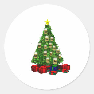 Beer Christmas  tree Classic Round Sticker