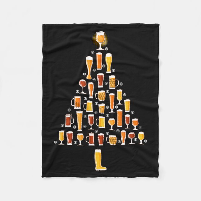 Beer Christmas Tree Men Women Beer Ugly Christmas  Fleece Blanket (Front)