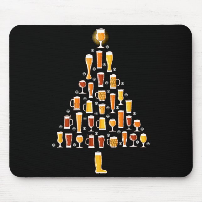 Beer Christmas Tree Men Women Beer Ugly Christmas  Mouse Mat (Front)