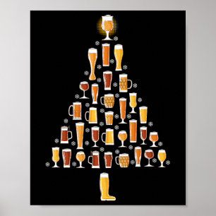 Beer Christmas Tree Men Women Beer Ugly Christmas Poster