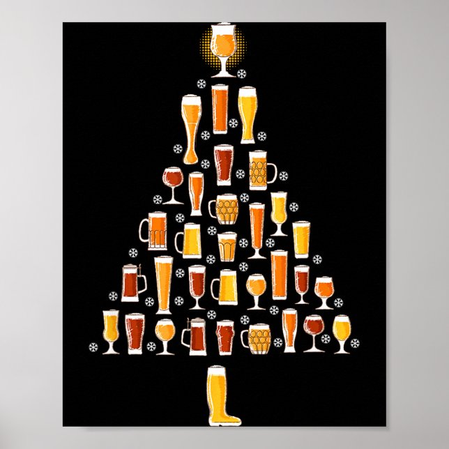 Beer Christmas Tree Men Women Beer Ugly Christmas  Poster (Front)