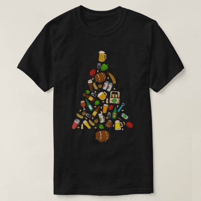 Beer Christmas Tree Men Women Beer Ugly Christmas  T-Shirt (Design Front)