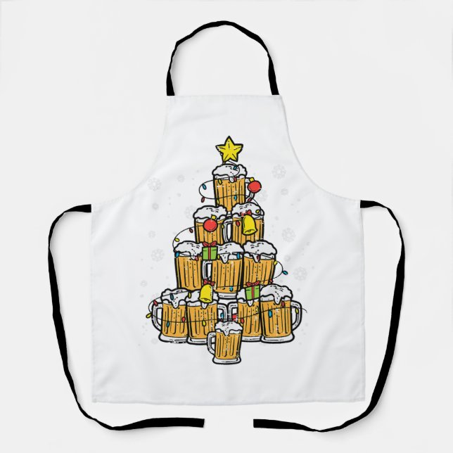 Beer Christmas Tree Xmas Brew Dad Men Apron (Front)