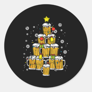 Beer Christmas Tree Xmas Brew Dad Men  Classic Round Sticker