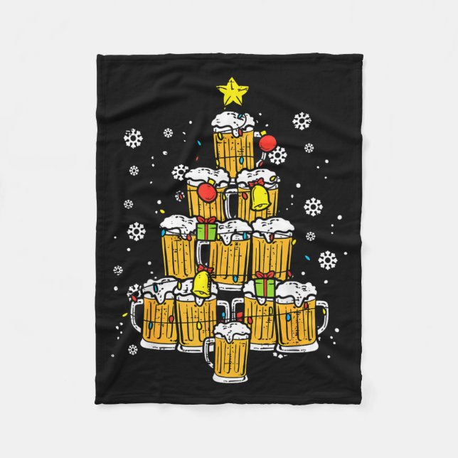 Beer Christmas Tree Xmas Brew Dad Men  Fleece Blanket (Front)