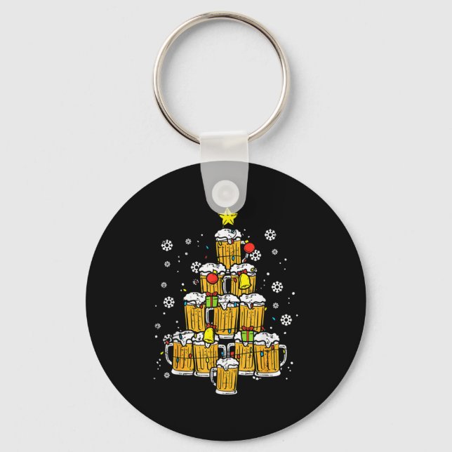 Beer Christmas Tree Xmas Brew Dad Men  Key Ring (Front)
