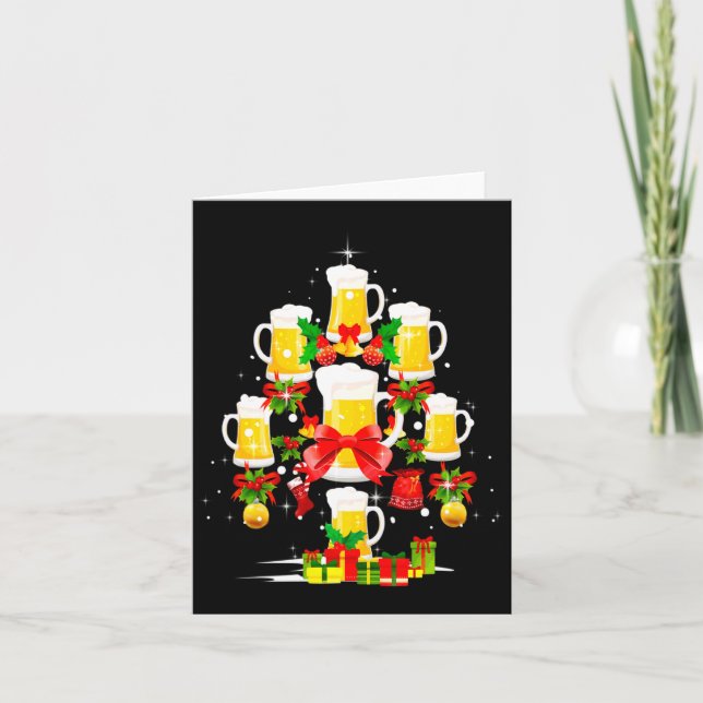 Beer Christmas Tree Xmas Pajama Ornament Decor  Card (Front)