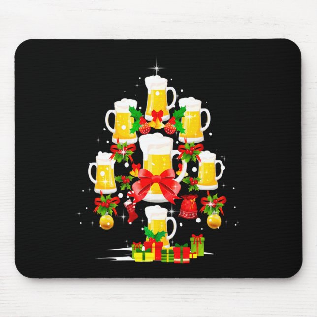 Beer Christmas Tree Xmas Pajama Ornament Decor  Mouse Mat (Front)