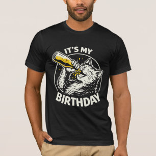 Beer Chugging Cat It’s My Birthday T-Shirt