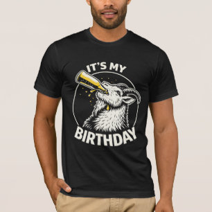 Beer Chugging Goat It's My Birthday T-Shirt