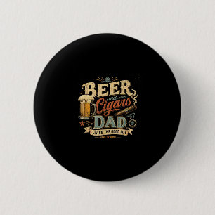 Beer cigar lover dad retro 70s vintage graphic 6 cm round badge