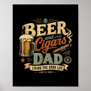Beer cigar lover dad retro 70s vintage graphic poster