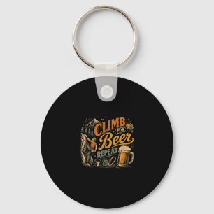 Beer climbing man retro 70s vintage graphic key ring