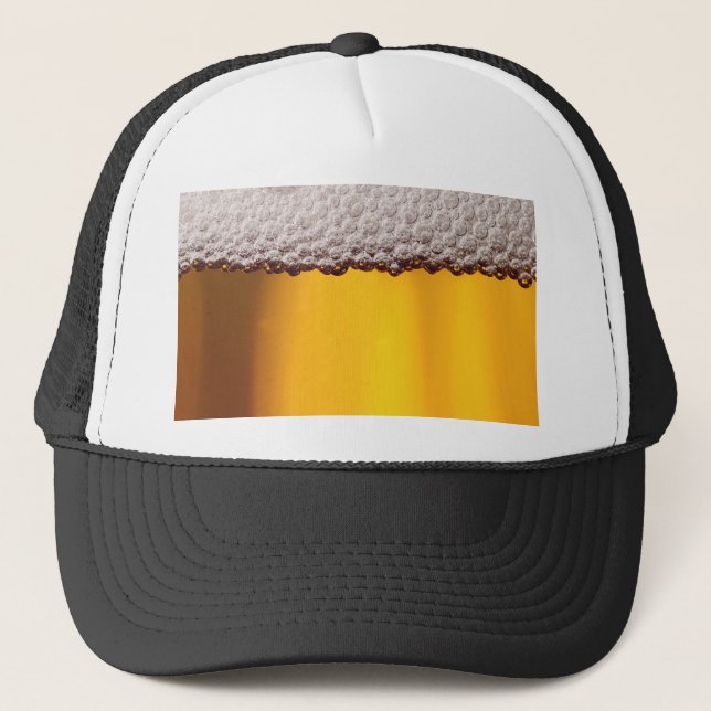 Beer Closeup Drink Party Yellow Pattern Trucker Hat (Front)