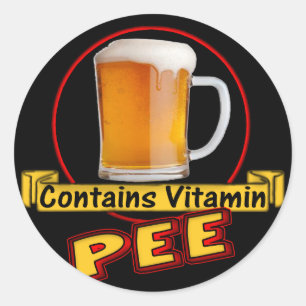 Beer Contains Vitamin Pee T-shirts Gifts Classic Round Sticker