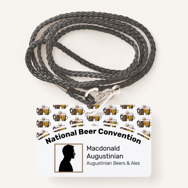 Beer Convention Delegate Photo ID Badge (Front with Lanyard)