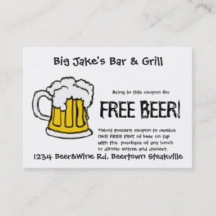 Beer Coupon for Liscensed Bar & Grill Restaurant
