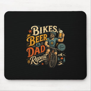 Beer cycling dad retro 1970s vintage bicycle fan mouse mat