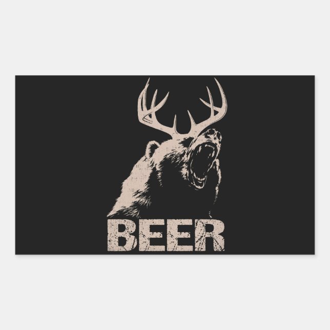 Beer Deer Bear Rectangular Sticker (Front)