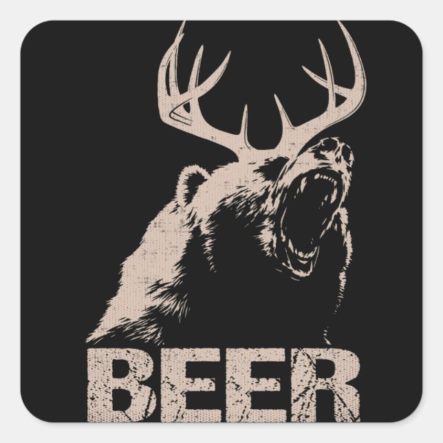 Beer Deer Bear Square Sticker (Front)