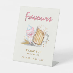 Beer Diaper Baby Girl Shower Favours Thank You Pedestal Sign
