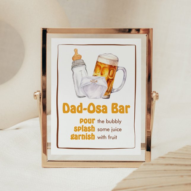 Beer Diaper Party Baby Shower Dad-Osa Bar Poster (Beer Diaper Party Baby Shower Dad-Osa Bar Sign)