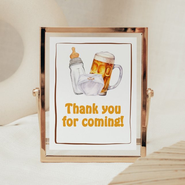 Beer Diaper Party Baby Shower Thank you for Coming Poster (Beer Diaper Party Baby Shower Thank you for Coming Sign)