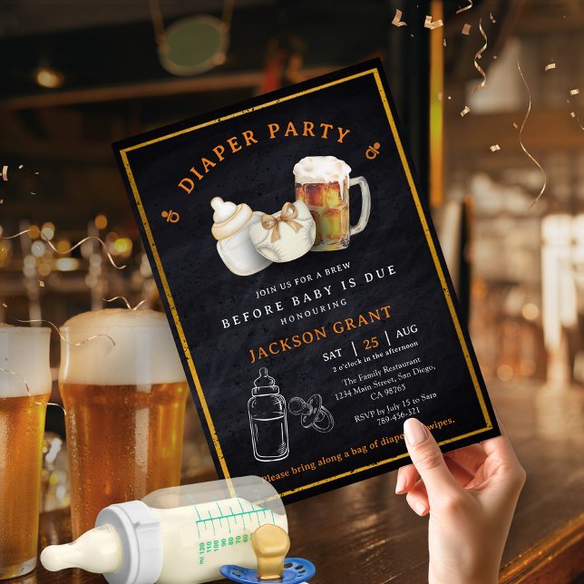Beer Diaper Party Before Baby Is Due Baby Shower Invitation (Beer Diaper Party Before Baby Is Due Baby Shower Invitation)