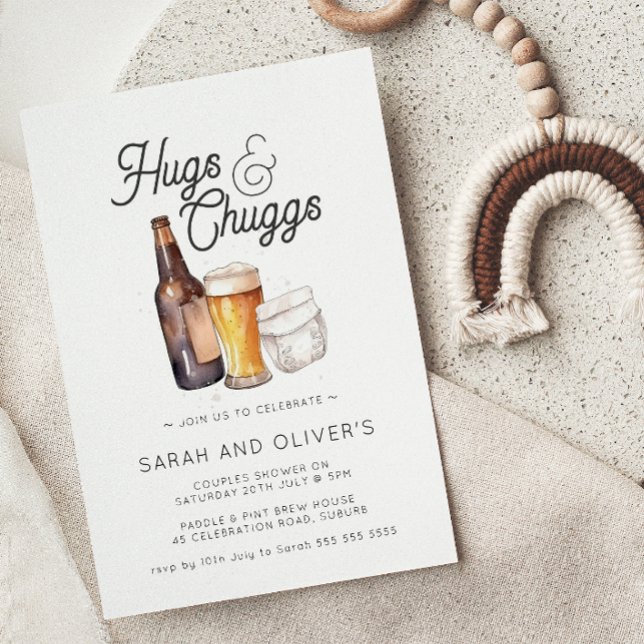 Beer & Diapers Hugs and Chuggs Couples Baby Shower Invitation (Creator Uploaded)