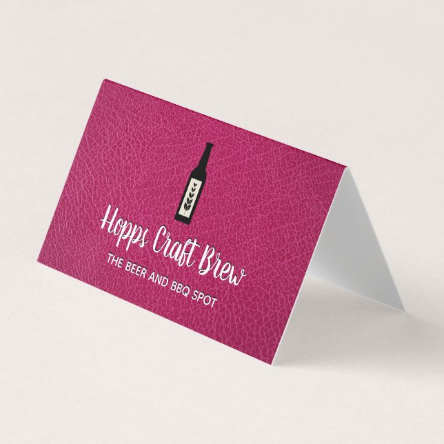 Beer Distillery | Liquor Store | Hot Pink Leather Business Card (Front)