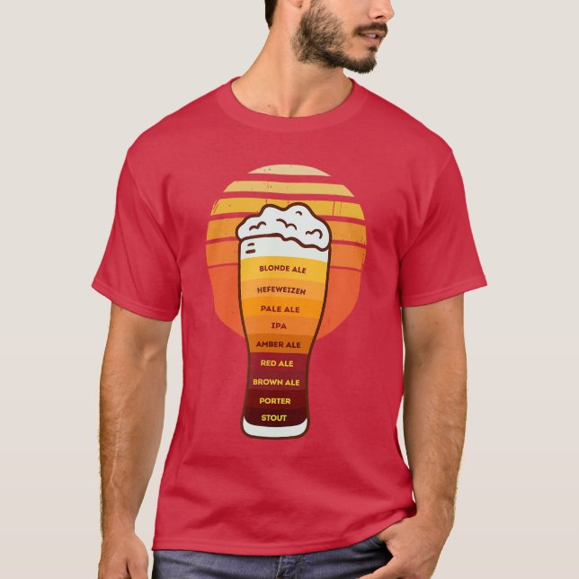 Beer Diversity in a Beer Glass with Foam Retro Bee T-Shirt (Front)
