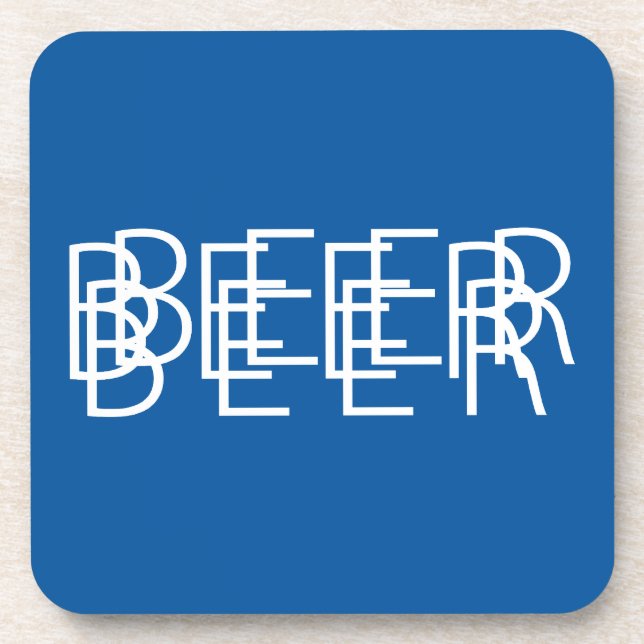 BEER Double Vision - Blue and White Coaster (Front)