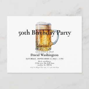 Beer Draft Man's 50th Birthday Party  Postcard