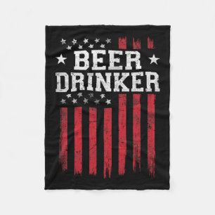 Beer Drinker American Flag Usa Patriot Patriotic Fleece Blanket