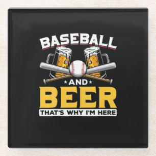 Beer Drinker Baseball Beer Humor Birthday Glass Coaster