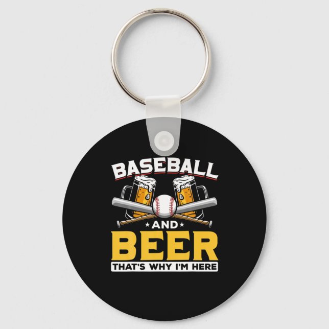 Beer Drinker Baseball Beer Humor Birthday Key Ring (Front)