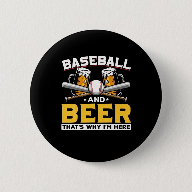 Beer Drinker Baseball Beer Humour Birthday 6 Cm Round Badge (Front)