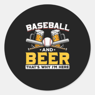 Beer Drinker Baseball Beer Humour Birthday Classic Round Sticker