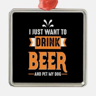 Beer Drinker Beer and Dog Metal Tree Decoration